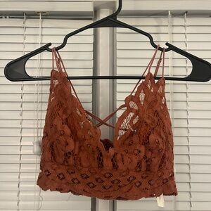Free People Lace Bralette Tank Top - Rust